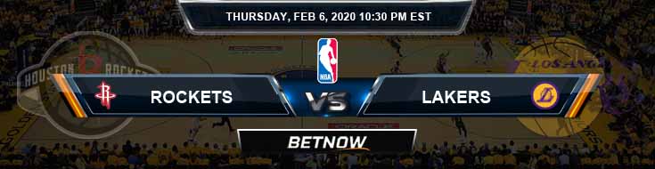 Houston Rockets vs Los Angeles Lakers 02-06-2020 NBA Spread and Picks