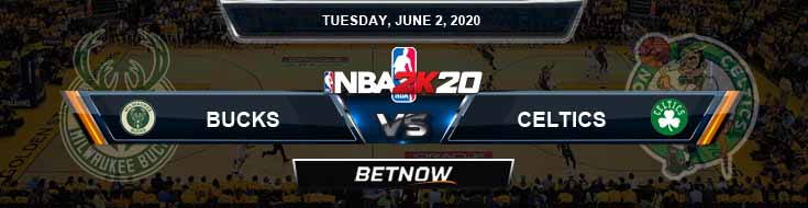 NBA 2k20 Sim Milwaukee Bucks vs Boston Celtics 6-2-2020 NBA Odds and Picks