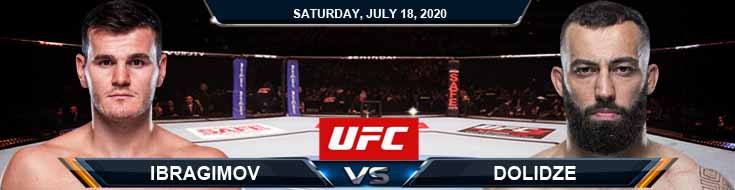 UFC Fight Night 172 Ibragimov vs Dolidze 07-18-2020 Odds Betting Predictions and Picks
