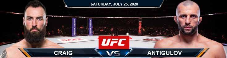 UFC on ESPN 14 Craig vs Antigulov 07-25-2020 Results Picks and Previews
