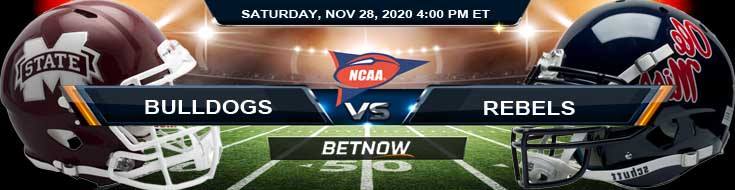 Mississippi State Bulldogs vs Ole Miss Rebels 11-28-2020 Predictions Previews and Spread
