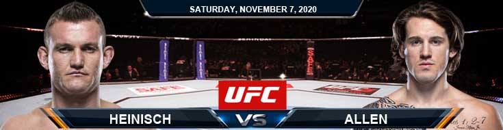 UFC on ESPN 17 Heinisch vs Allen 11-07-2020 Predictions Previews and Spread
