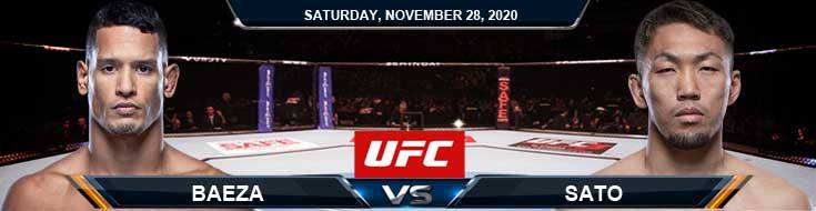 UFC on ESPN 18 Baeza vs Sato 11-28-2020 Previews Spread and Fight Analysis