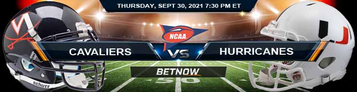 College Football 2021 Betting Spread for the Virginia and Miami Game 09-30-2021