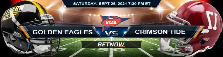 Top Pick for Southern Miss Golden Eagles vs Alabama Crimson Tide 09-25-2021 College Football Game