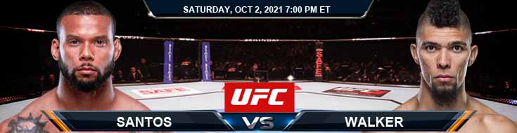 UFC Fight Night 193 Santos vs Walker 10-02-2021 Odds Fight Picks and Predictions