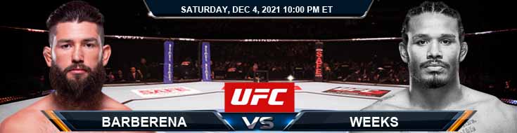 UFC on ESPN 31 Barberena vs Weeks 12-04-2021 Fight Analysis Forecast and Tips