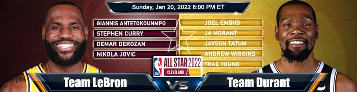 All-Star Durant vs All-Star LeBron 2-20-2022 Odds Previews and Prediction