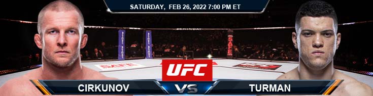UFC Fight Night 202 Cirkunov vs Turman 02-26-2022 Fight Predictions Preview and Best Spread
