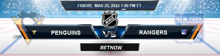 Pittsburgh Penguins vs New York Rangers 03-25-2022 Favorite Analysis Odds and BetNow's Picks