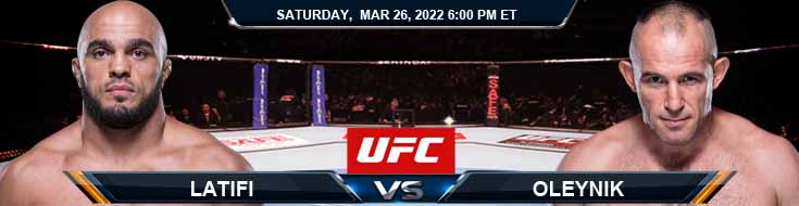 UFC on ESPN 33 Latifi vs Oleynik 03-26-2022 Forecast Tips and Analysis