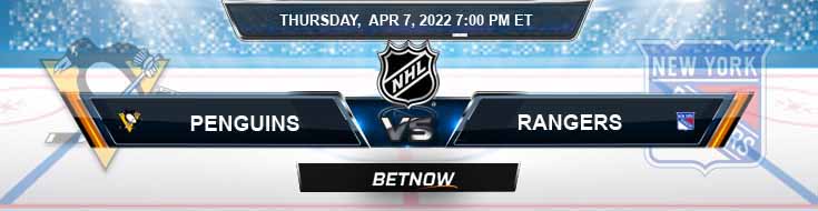 Pittsburgh Penguins vs New York Rangers 04-07-2022 Predictions Preview and Spread