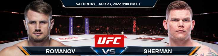 UFC Fight Night 205 Romanov vs Sherman 04-23-2022 Forecast Tips and Fight Spread