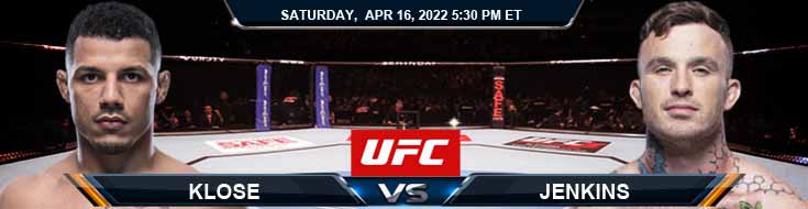 UFC on ESPN 34 Klose vs Jenkins 04-16-2022 Fight Odds Tips and Forecast