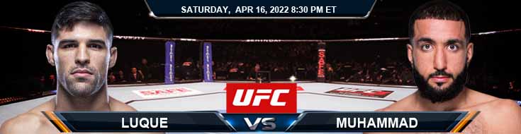 UFC on ESPN 34 Luque vs Muhammad 04-16-2022 Fight Previews Odds and Spread