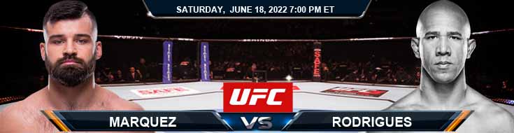 UFC on ESPN 37 Marquez vs Rodrigues 06-18-2022 Betting Picks Forecast and Odds