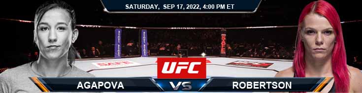 UFC Fight Night 210 Agapova vs Robertson 17-09-2022 Sabtu Pratinjau Spread dan Analisis Pertarungan