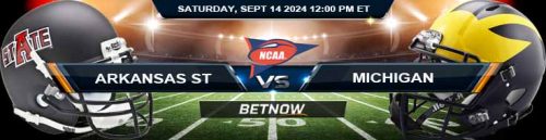 Arkansas State Red Wolves vs. Michigan Wolverines 9/14/24 NCAAF Week 3 Betting Prediction