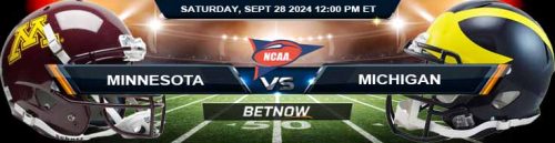 Minnesota Golden Gophers vs. Michigan Wolverines 9/28/24 NCAAF Week 5 Betting Prediction