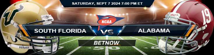 South Florida Bulls vs. Alabama Crimson Tide 9/7/24 NCAAF Week 2 Betting Prediction