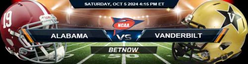 Alabama Crimson Tide vs. Vanderbilt Commodores 10/5/24 NCAAF Week 6 Best Bets and Forecast
