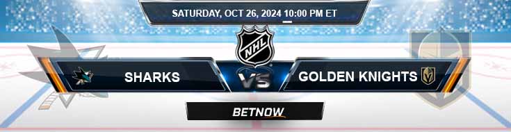 San Jose Sharks vs. Vegas Golden Knights 10/26/24 NHL Tips and Predictions