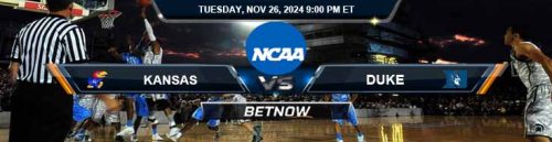 Kansas Jayhawks vs. Duke Blue Devils 11/26/24 NCAA Men's Basketball Betting Predictions and Odds