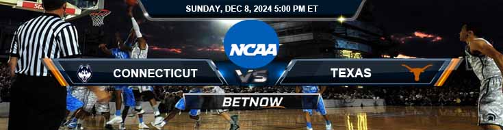 UConn Huskies vs. Texas Longhorns 12/8/24 NCAA Men's Basketball Forecast and Betting Odds