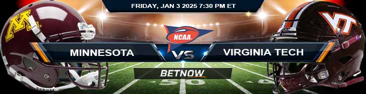 Minnesota Golden Gophers vs. Virginia Tech Hokies 1/3/25 NCAAF Duke's Mayo Bowl Tips and Predictions