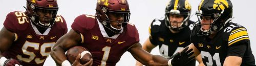 Big Ten battle for the Floyd of Rosedale: Minnesota vs. Iowa. West Coast clash: Wisconsin travels to face Oregon. Key College Football matchups.